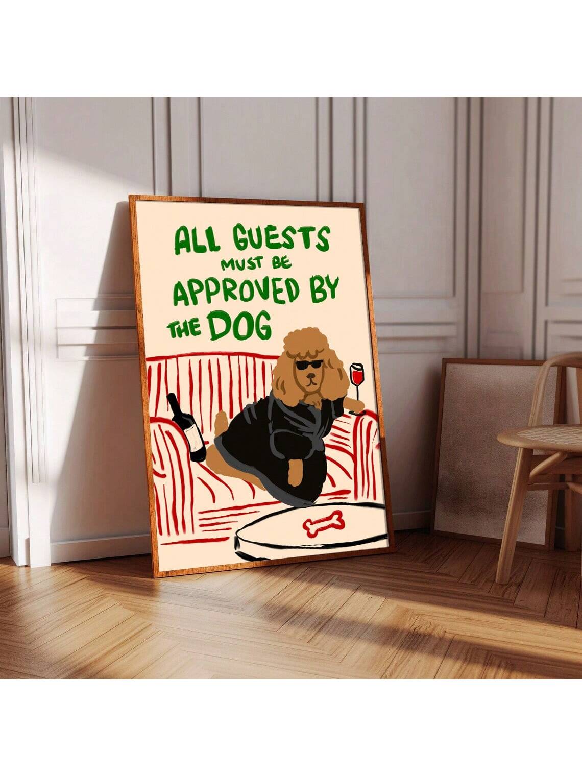 Celebrate your love for dogs with this Funny Dog Approval Wall Art. Featuring a minimalist design, this canvas print adds a touch of humor and charm to any space. Perfect for dog lovers seeking stylish, lighthearted decor that sparks joy and conversation. Durable and easy to hang, it’s an expert choice for enhancing your home or office with personality.