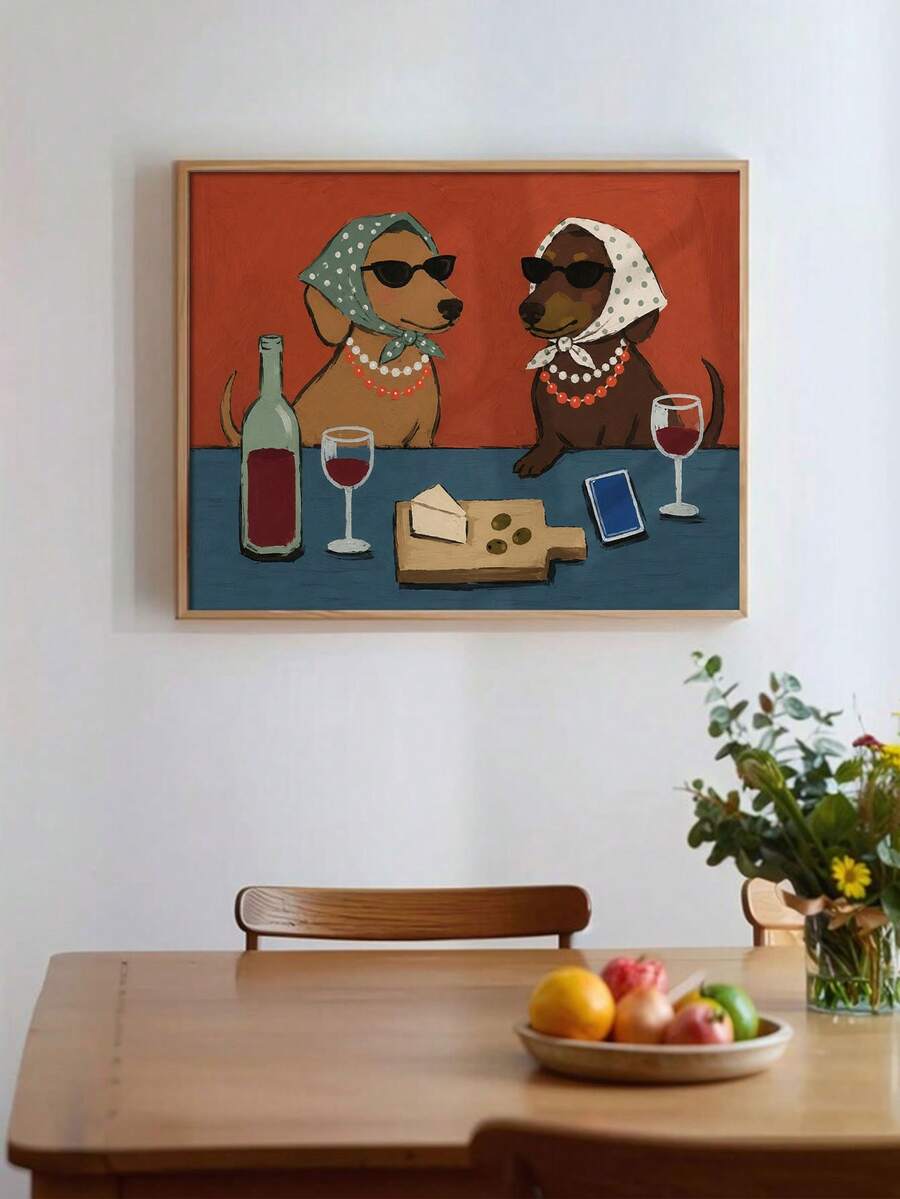 Funny Dog Vintage Dachshund Wine Lover Canvas Poster