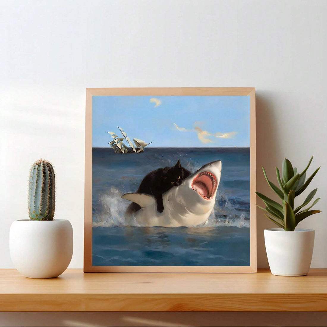 Funny Fat Cat and Shark Emoticon Pack: Renaissance Painting Style Canvas Prints