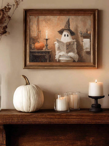 Featuring a hilarious ghost sitting on the toilet while reading a newspaper, this spooky Canvas poster combines Halloween fun with playful humor. The whimsical illustration and vintage-inspired style make it a unique piece that adds laughter, personality, and seasonal charm to any wall.