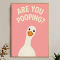 Bring humor and personality to any space with this hilarious Funny Goose Canvas Poster. Featuring a cheeky goose asking 