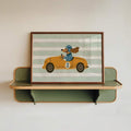 Cartoon dog driving orange number two race car canvas poster