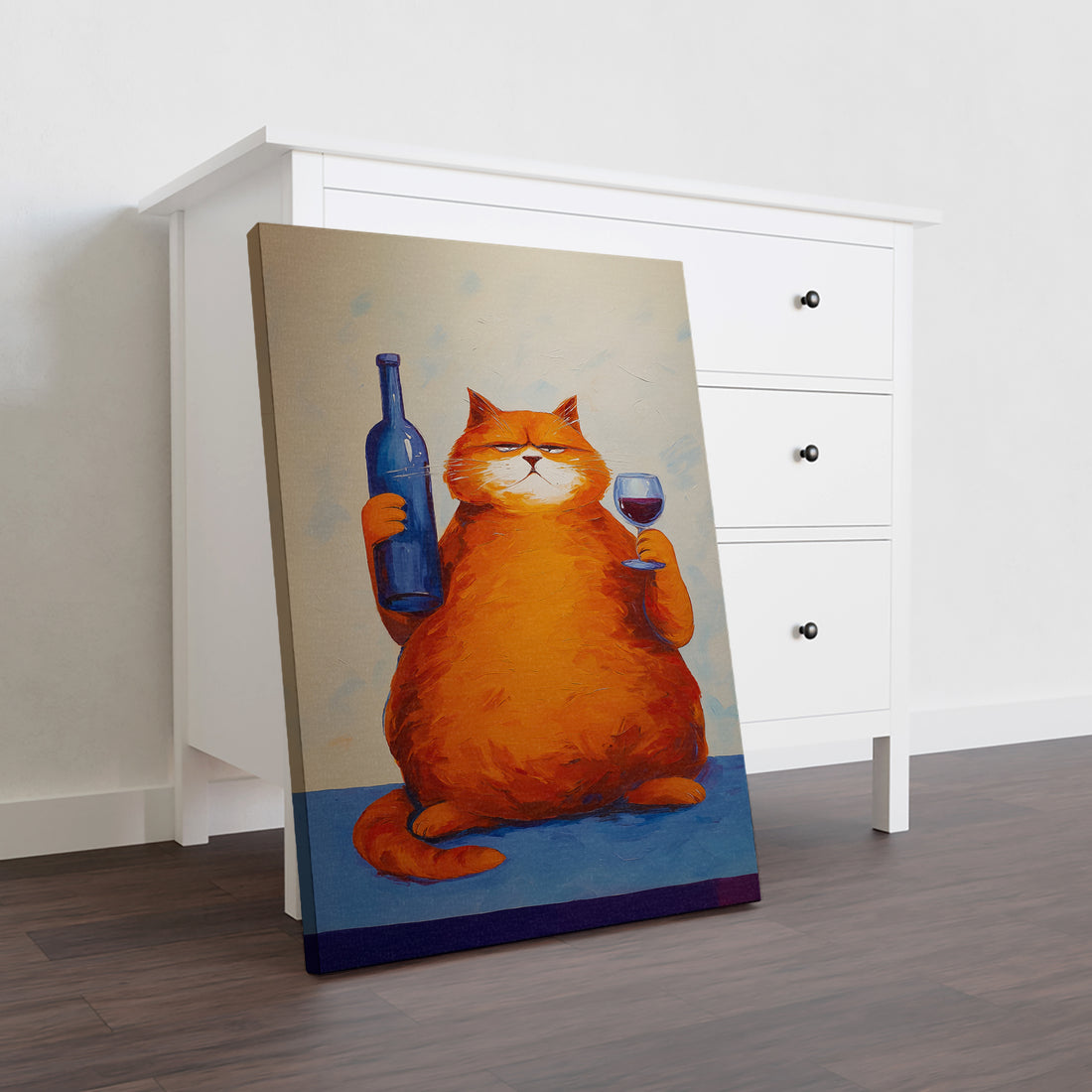 Add a touch of humor and warmth to your living space with this Funny Orange Cat with Wine Canvas Wall Art. Perfect for living rooms, sofa backdrops, or bedside decoration, this piece combines playful charm with stylish home decor. Its vibrant colors and whimsical design create a cozy atmosphere, making it an ideal accent to brighten any room. Crafted to complement various interior styles, it effortlessly enhances your home's personality while celebrating your love for cats and wine.