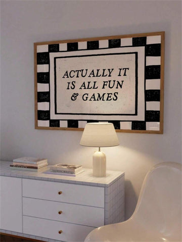 Funny Quote Eye Catching Typography Black And White Plaid Canvas Poster 