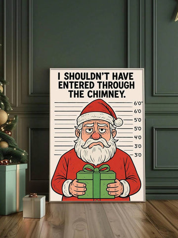 Funny Santa Mugshot Quote Retro Christmas Canvas Poster