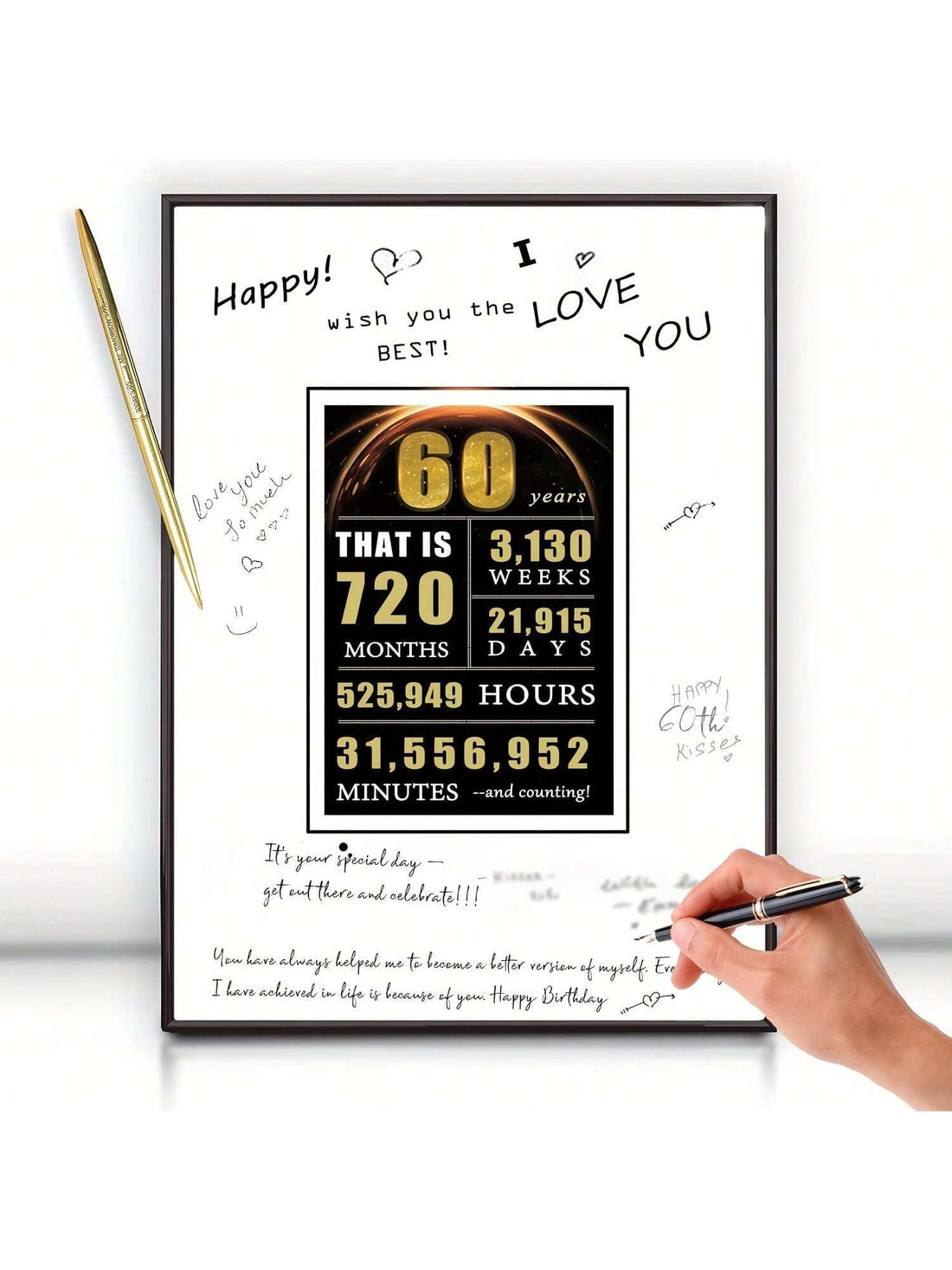 Make your 60th birthday celebration truly memorable with our Funny Unframed 60th Birthday Decorations. The Signature Board Guest Book adds an element of surprise and fun to any party, making it perfect for prank gifts. Share laughs and memories with your loved ones as they leave their signatures and well wishes.