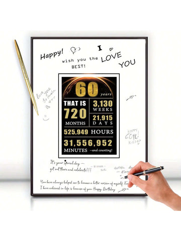 Make your 60th birthday celebration truly memorable with our Funny Unframed 60th Birthday Decorations. The Signature Board Guest Book adds an element of surprise and fun to any party, making it perfect for prank gifts. Share laughs and memories with your loved ones as they leave their signatures and well wishes.