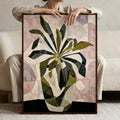 Geometric tropical leaves in an abstract vase canvas poster