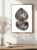 Ghost tattoo parlor canvas poster with skeleton receptionist and tattoo scenes
