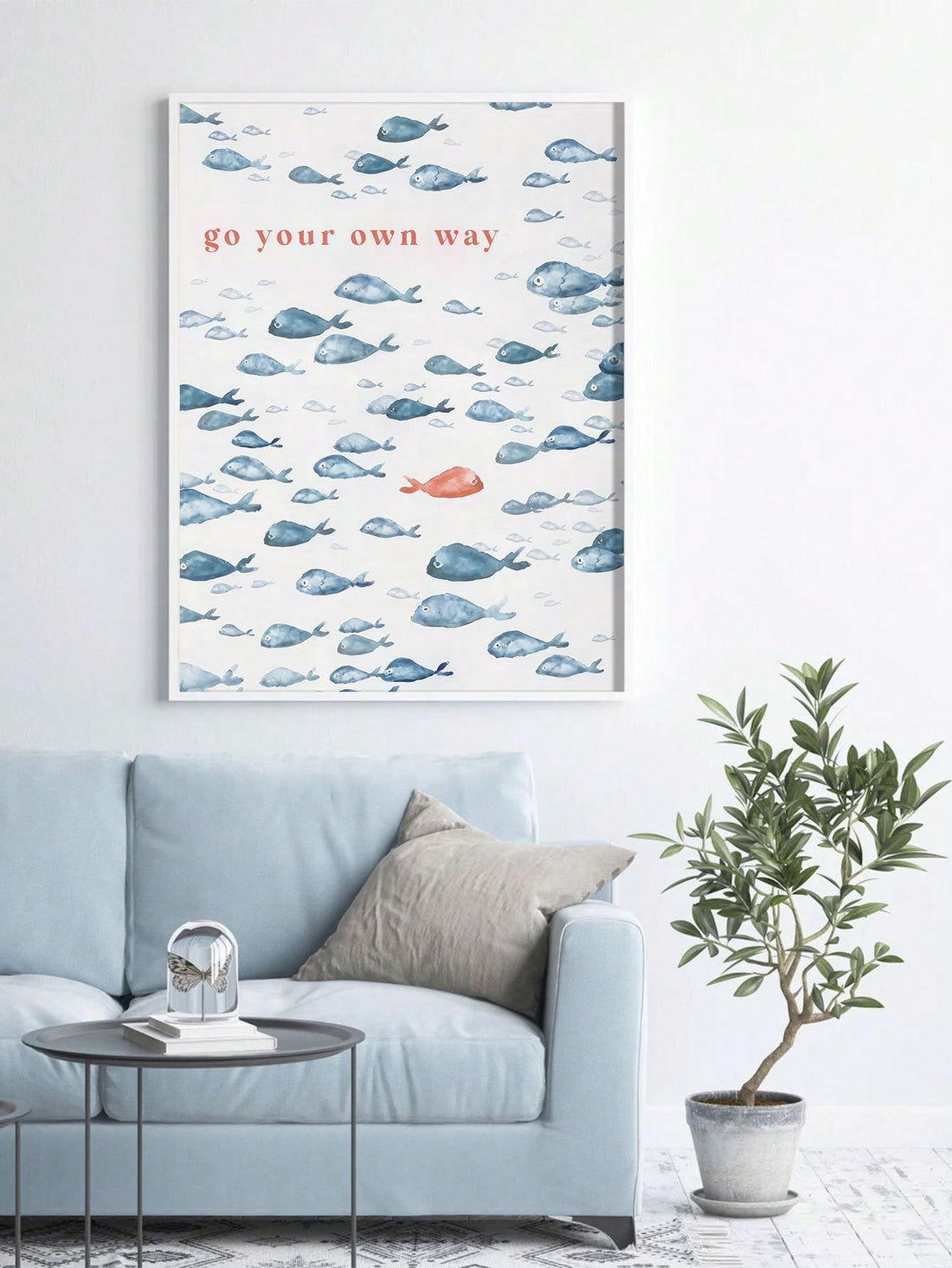 This Go Your Own Way canvas art poster is the perfect addition to any modern home decor. With its nautical-inspired fish and sailing ship design, it will add a touch of sophistication and adventure to any room. Made from high-quality canvas, it is durable and long-lasting. Go your own way with this unique and stylish piece.