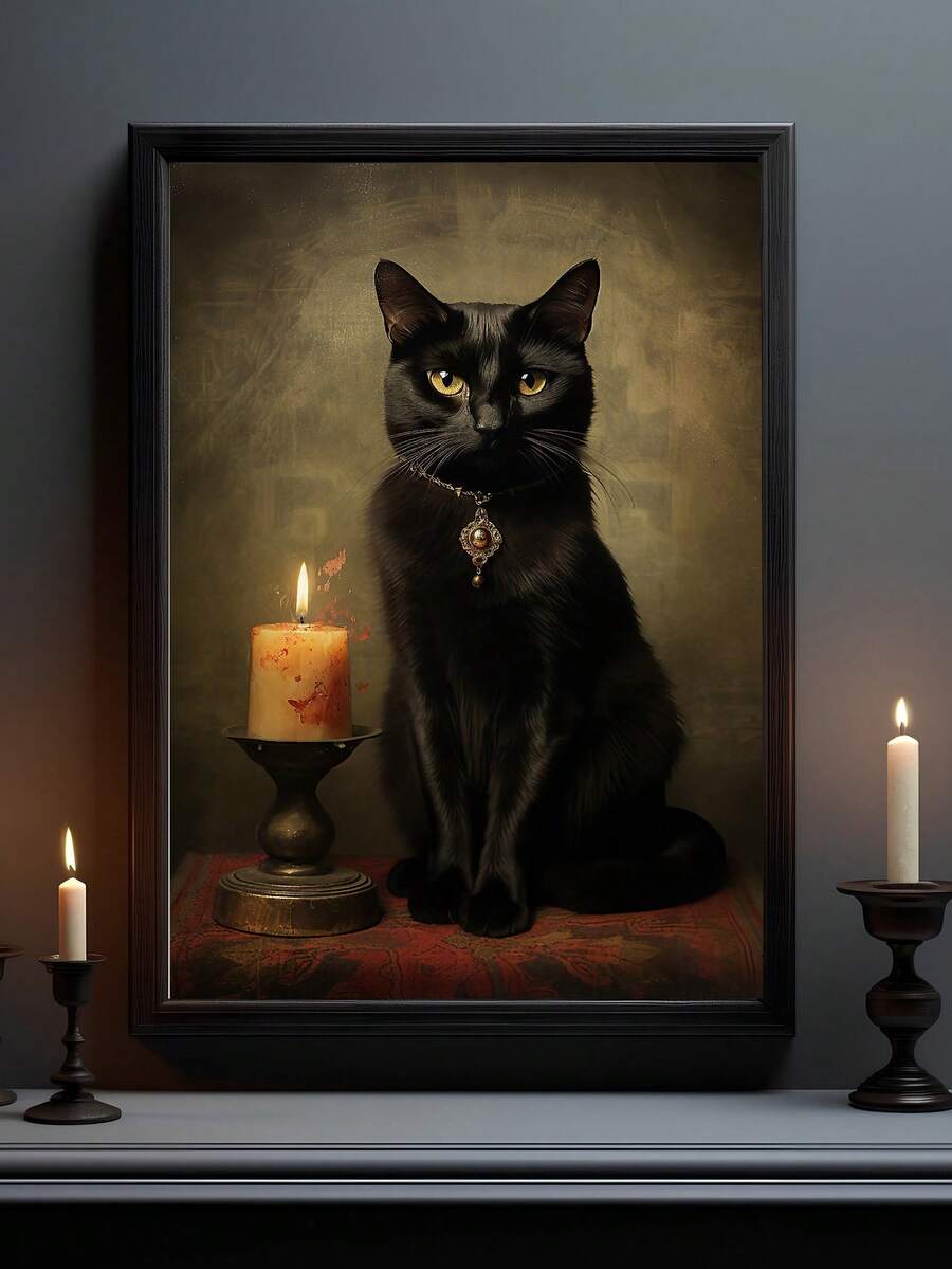 Transform your space with this striking Gothic Black Cat Canvas Wall Art. Featuring a vintage-inspired scary portrait design, this piece brings atmospheric charm to any room. The waterproof canvas construction ensures durability, while the removable design offers flexible decorating options. Perfect for Halloween enthusiasts or those who appreciate dark, moody aesthetics, it works beautifully in dining rooms, offices, or bedrooms. Available in multicolor tones with modern graphic styling, this unframed pain