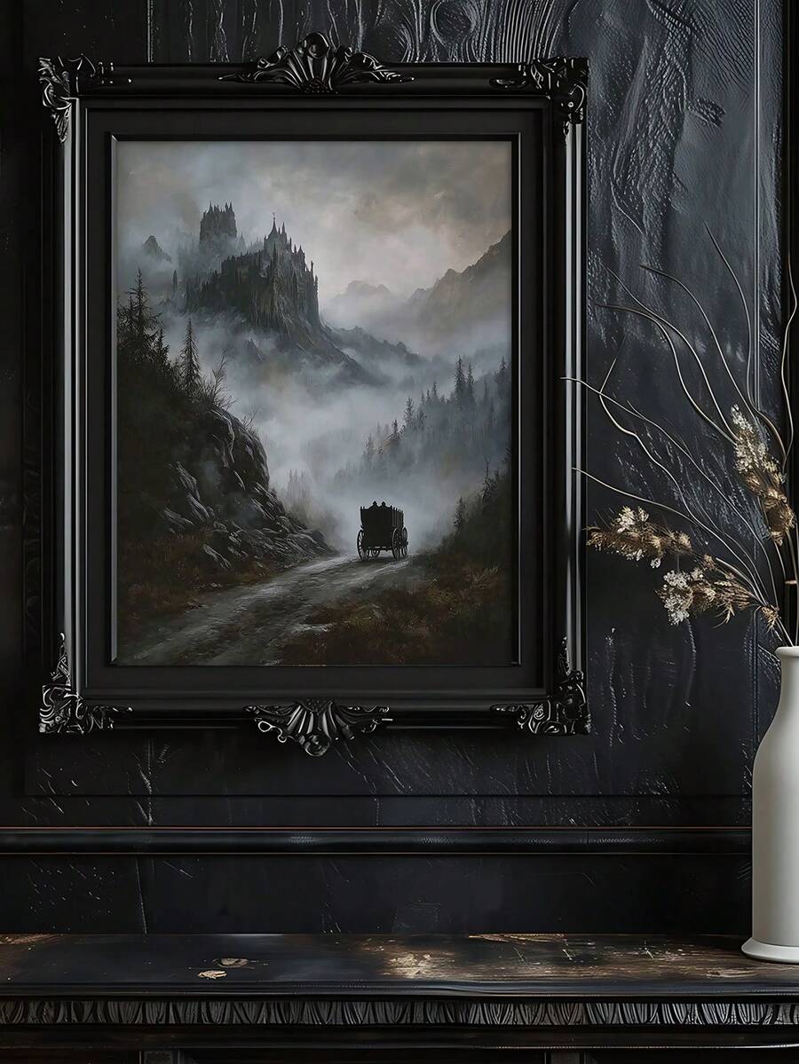 Gothic Dracula castle forest framed wall art