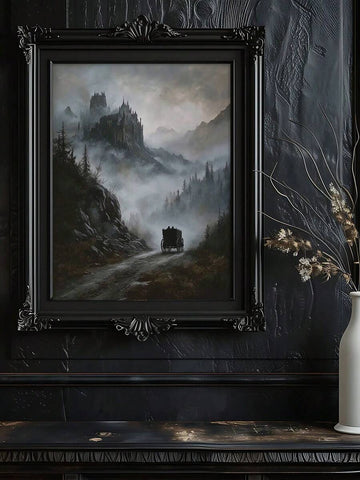 Gothic Dracula castle forest framed wall art
