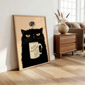 Bring feline attitude to your space with this charming grumpy black cat canvas art. Featuring a sassy cartoon design with modern appeal, this waterproof hanging painting is perfect for cat lovers and coffee enthusiasts alike. The playful animal pattern adds personality to any dining room or kitchen, making it an ideal conversation starter. Crafted on quality canvas, this humorous wall decor celebrates the moody charm of our favorite furry friends. A must-have for anyone who appreciates witty, cat-themed hom