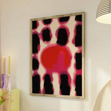 Gulabu Pink and Red Abstract Canvas poster with a bold artistic color palette. Perfect for modern bedrooms, living rooms, studios, and feminine decor.