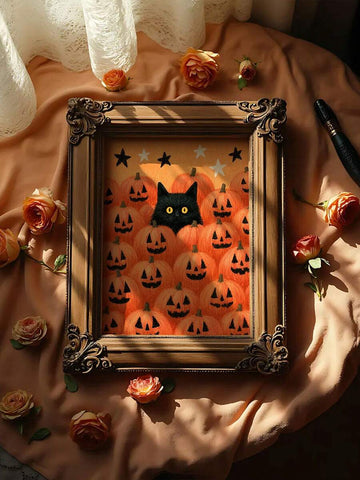 Embrace the magic of Halloween with this charming Canvas poster featuring a mysterious black cat beside a glowing pumpkin lantern. Rich autumn colors, cozy seasonal details, and whimsical Halloween elements come together to create a festive artwork that captures the spirit of crisp fall evenings. The playful yet spooky design adds warmth, character, and seasonal charm to any space while complementing a variety of home decor styles.
