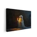 Add some spooky, yet elegant decor to your home this Halloween with our Ghost Canvas Wall Art. Featuring a dark and gothic design with a candle, this piece is perfect for adding a touch of the season to your living room, sofa backdrop, or bedside. Elevate your home decor with this hauntingly beautiful art.