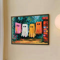 Halloween ghost laundry canvas poster in black frame