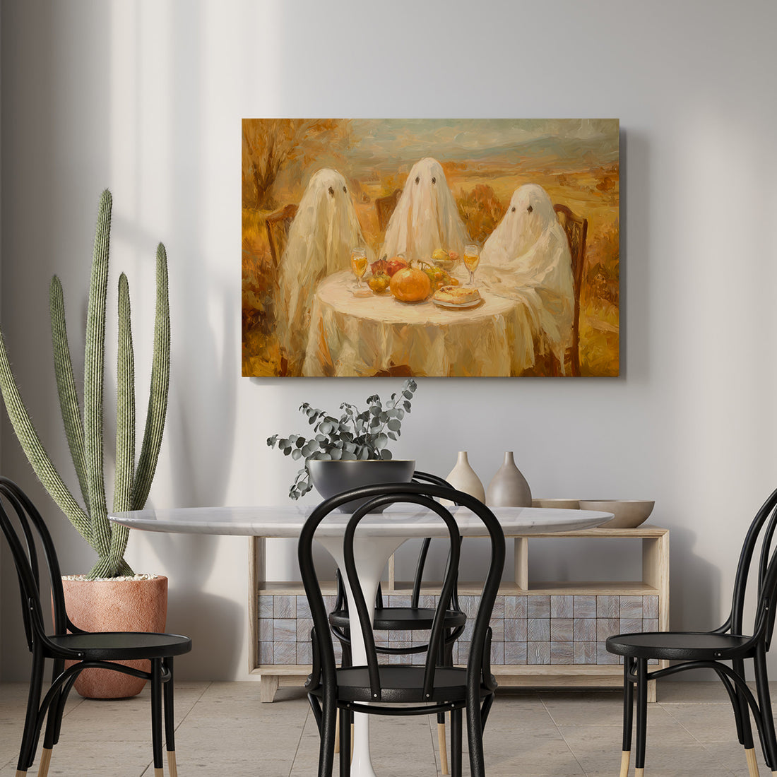 Elevate your home ambiance this Halloween with the Halloween Ghost Party Canvas Wall Art. Designed for versatile placement—whether above your sofa, beside your bed, or as a striking living room centerpiece—this canvas adds a festive yet tasteful touch. Its high-quality print captures the spooky charm of ghostly figures, enhancing your seasonal decor with subtle sophistication. Durable and easy to hang, it’s an expert choice for creating a welcoming, themed atmosphere that complements your existing interior 