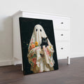 Elevate your home ambiance with this Halloween Ghost and Black Cat oil painting on canvas. Expertly crafted, it features a hauntingly beautiful design perfect for living rooms, sofa backdrops, or bedside decoration. The high-quality canvas and vivid colors ensure lasting appeal, making it an ideal seasonal accent that blends artistry with festive charm.