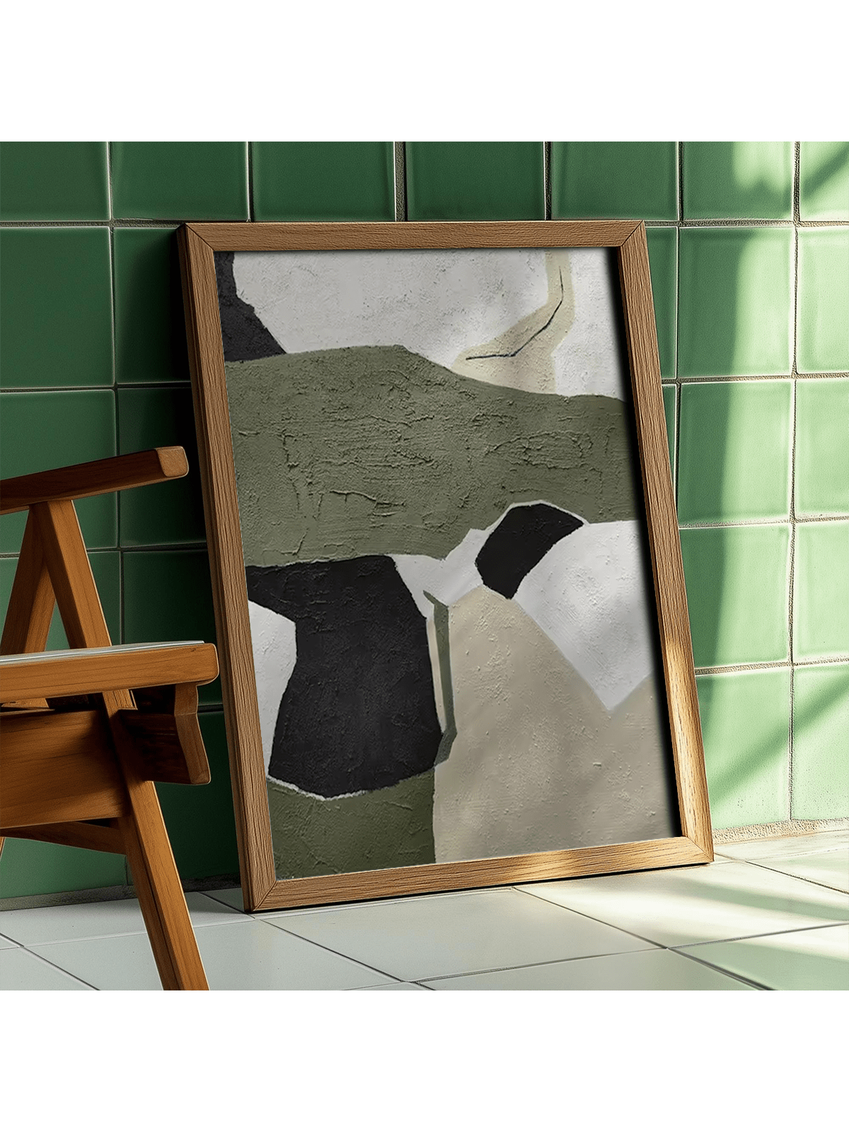Elevate your space with this Hand-Painted Modern Nordic Canvas Wall Art, featuring an abstract design in green, white, and black. Meticulously crafted, it adds a contemporary and sophisticated touch to any home or office environment. The vibrant colors and minimalist style complement Nordic-inspired interiors, enhancing atmosphere with artistic expression and visual balance. Durable and ready to hang, this piece makes a refined statement while seamlessly integrating with modern décor.