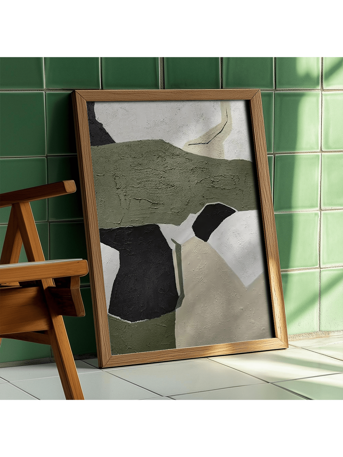 Elevate your space with this Hand-Painted Modern Nordic Canvas Wall Art, featuring an abstract design in green, white, and black. Meticulously crafted, it adds a contemporary and sophisticated touch to any home or office environment. The vibrant colors and minimalist style complement Nordic-inspired interiors, enhancing atmosphere with artistic expression and visual balance. Durable and ready to hang, this piece makes a refined statement while seamlessly integrating with modern décor.
