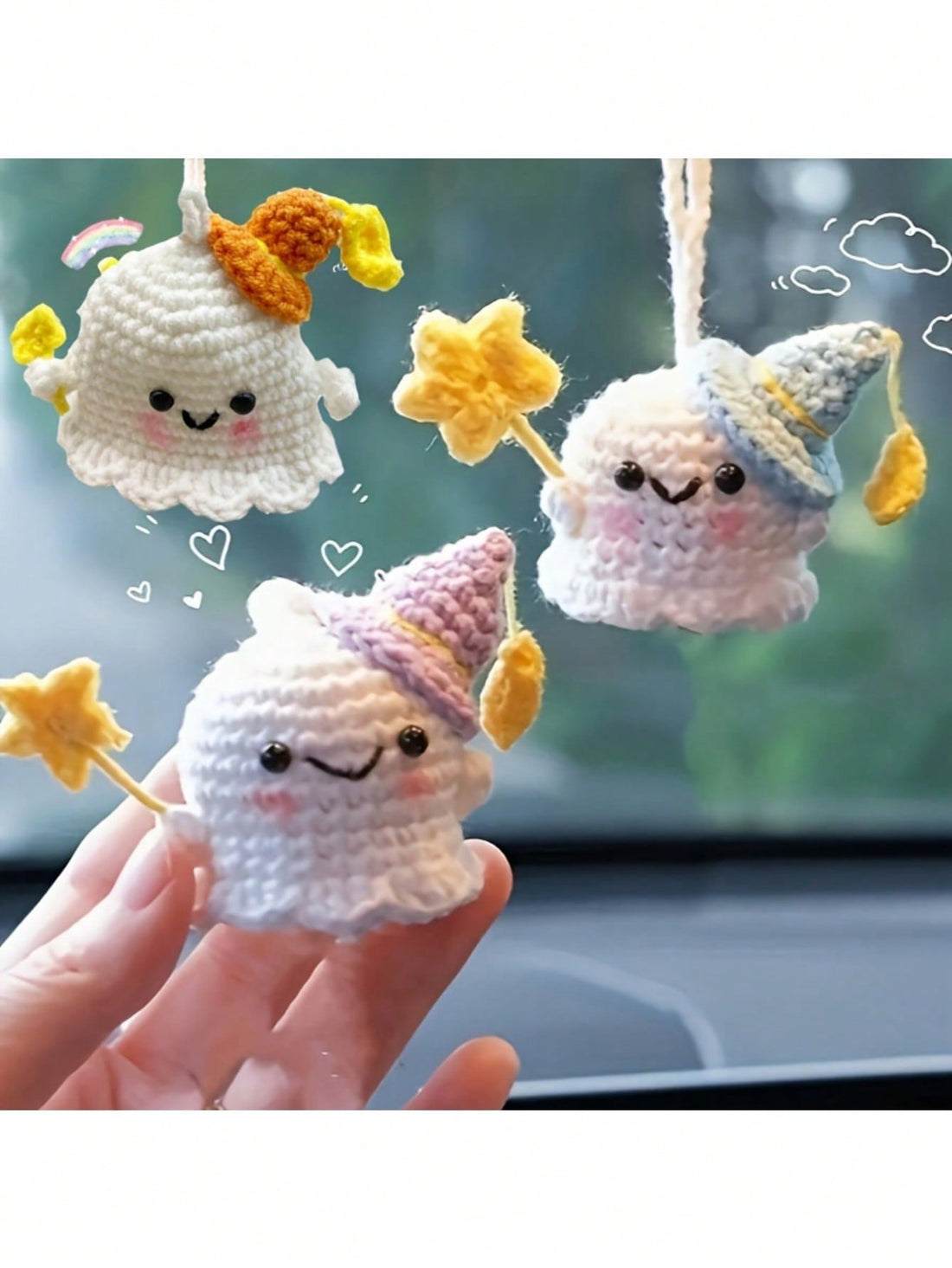 Expertly crafted by hand, these mini crochet ghost dolls are the perfect addition to your Halloween decor. Made with attention to detail and cute charm, these dolls will add a festive touch to any space. Use them as decorations or as charms for your bags or keys.