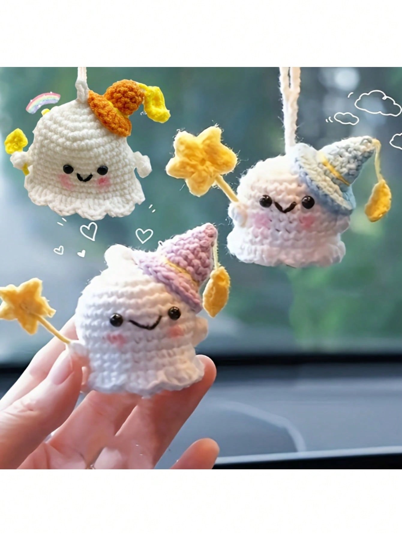 Expertly crafted by hand, these mini crochet ghost dolls are the perfect addition to your Halloween decor. Made with attention to detail and cute charm, these dolls will add a festive touch to any space. Use them as decorations or as charms for your bags or keys.