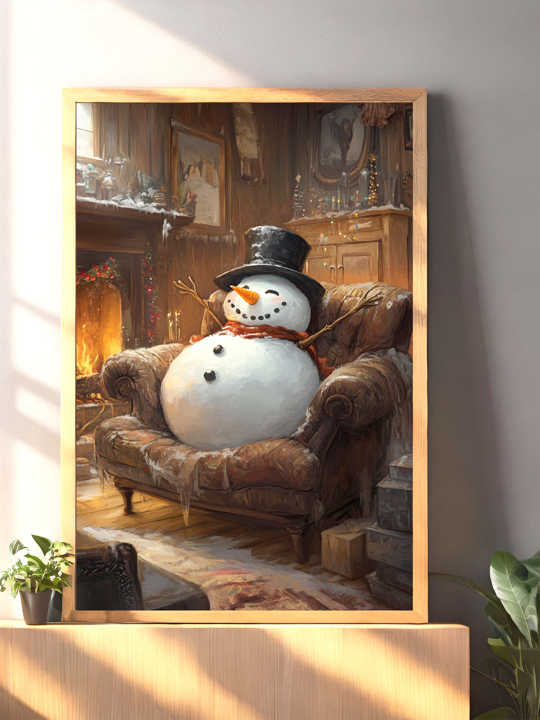 Introducing our Happy Snowman Sitting On Chair Canvas Poster. Crafted from high-quality canvas, this poster features a delightful snowman sitting on a chair, bringing joy and winter wonder to any room. Perfect for holiday decor or year-round display. Brighten up your space with this charming and whimsical design.