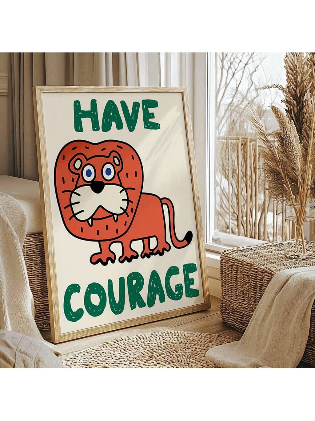 Brighten your child's room with the Have Courage Kids Wall Art Poster, designed to inspire bravery and joy. This colorful and customizable piece adds a playful touch to any space, encouraging confidence and creativity. Perfect for creating an uplifting environment that supports your child's growth and imagination.