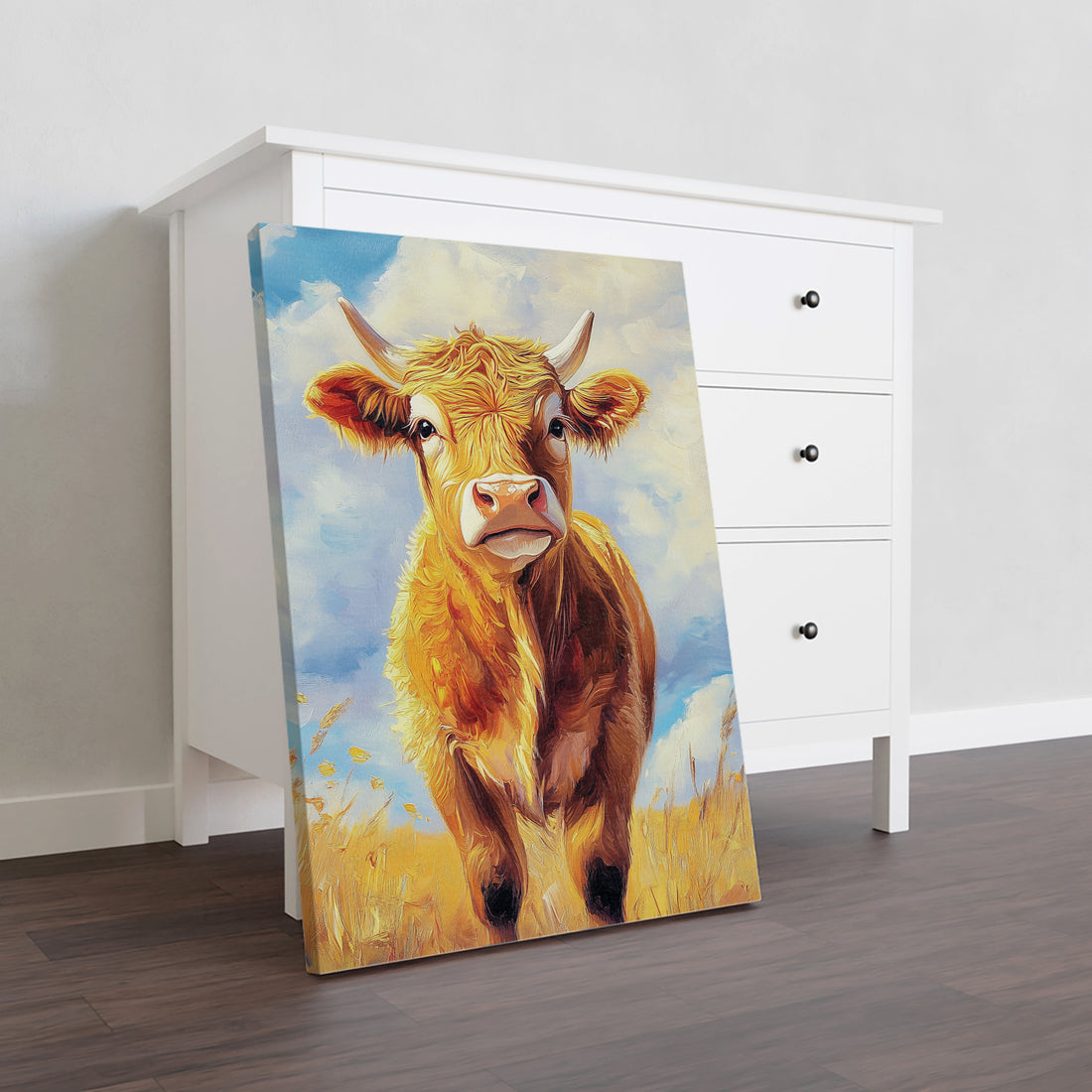 Add a touch of rustic charm to your home with our Highland Cow Canvas Wall Art. Made with high-quality canvas, this art piece is perfect for decorating your living room, sofa backdrop, or bedside. Enjoy the beauty of the Scottish Highlands right in your home.