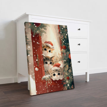 Bring festive charm to any room with this delightful Christmas canvas wall art featuring adorable cats dressed in Santa hats. Perfect for creating a warm, holiday atmosphere in your living room, above your sofa, or beside your bed, this piece combines seasonal spirit with whimsical feline appeal.