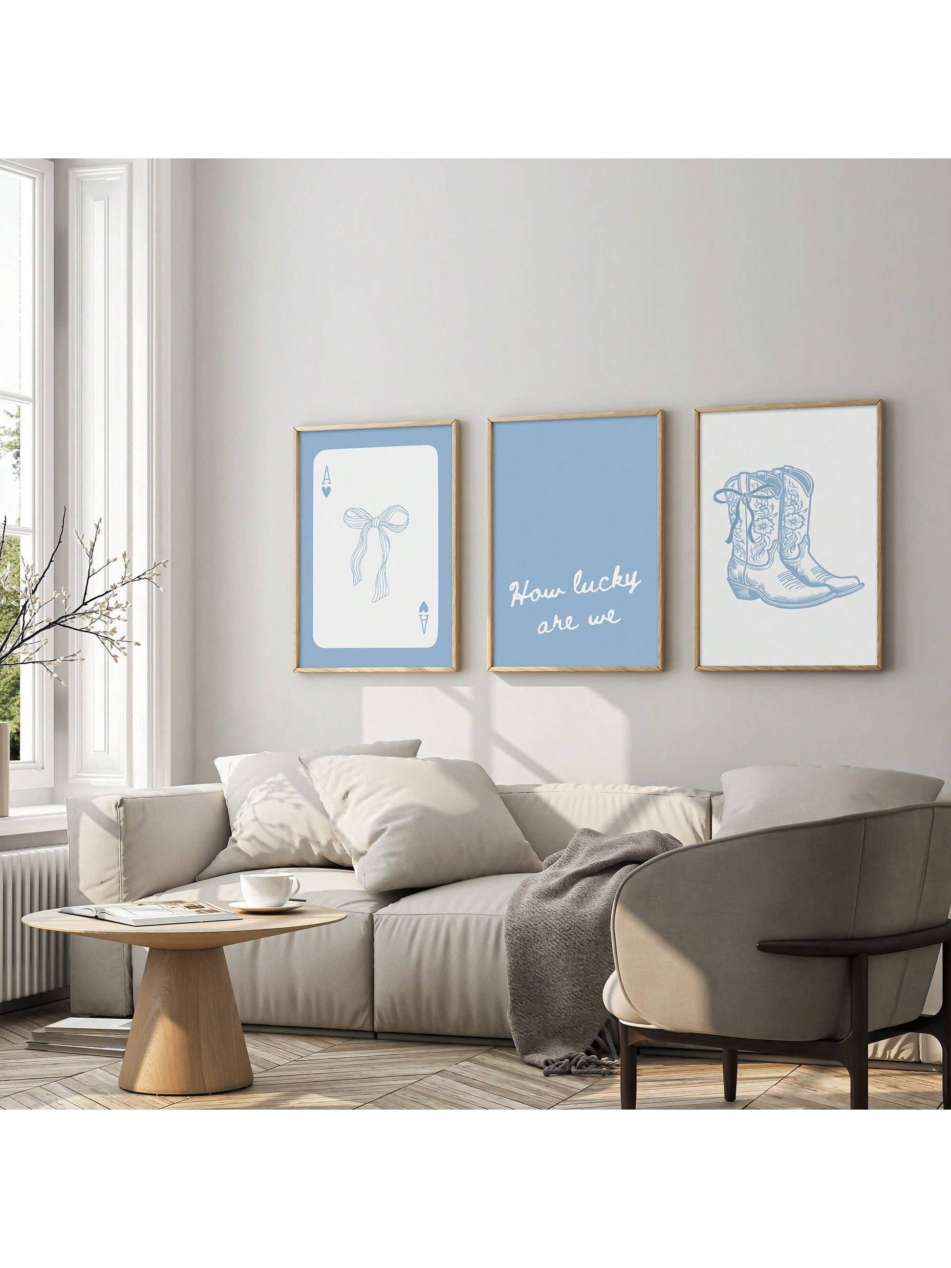 Experience a blast from the past with our "How Lucky Are We" retro cowgirl canvas paintings set. This coastal granddaughter poster collection adds a touch of aesthetic charm to any dorm decor. Made with high-quality canvas material, these paintings are the perfect addition for any cowgirl or vintage lover.