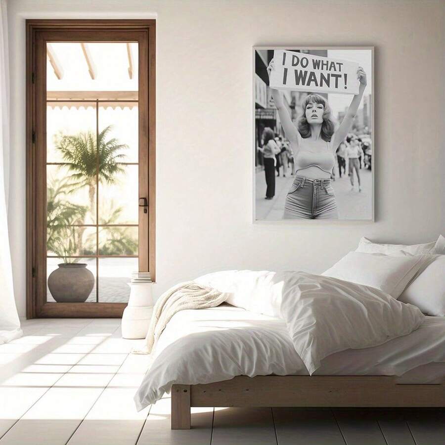 I Do What I Want To Do Retro Protest Black And White Girl Power Canvas Poster