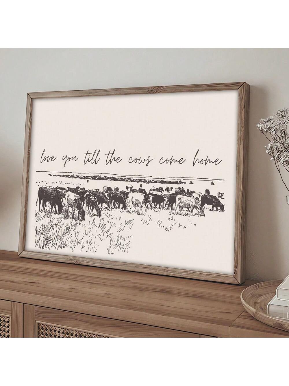 I Love You Till The Cows Come Home captures the warmth of rural charm with a whimsical sentiment perfect for farmhouse enthusiasts. This art print blends rustic aesthetics with contemporary design sensibilities, making it an ideal accent piece for kitchens, bedrooms, or living spaces seeking character. 