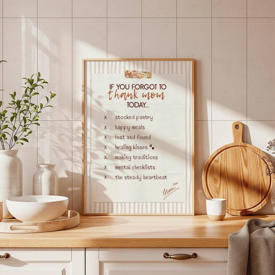Thank Mom sentimental typography framed wall art