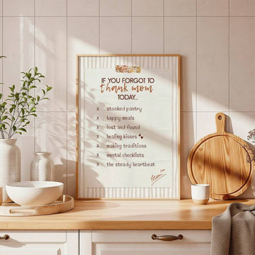 Thank Mom sentimental typography framed wall art