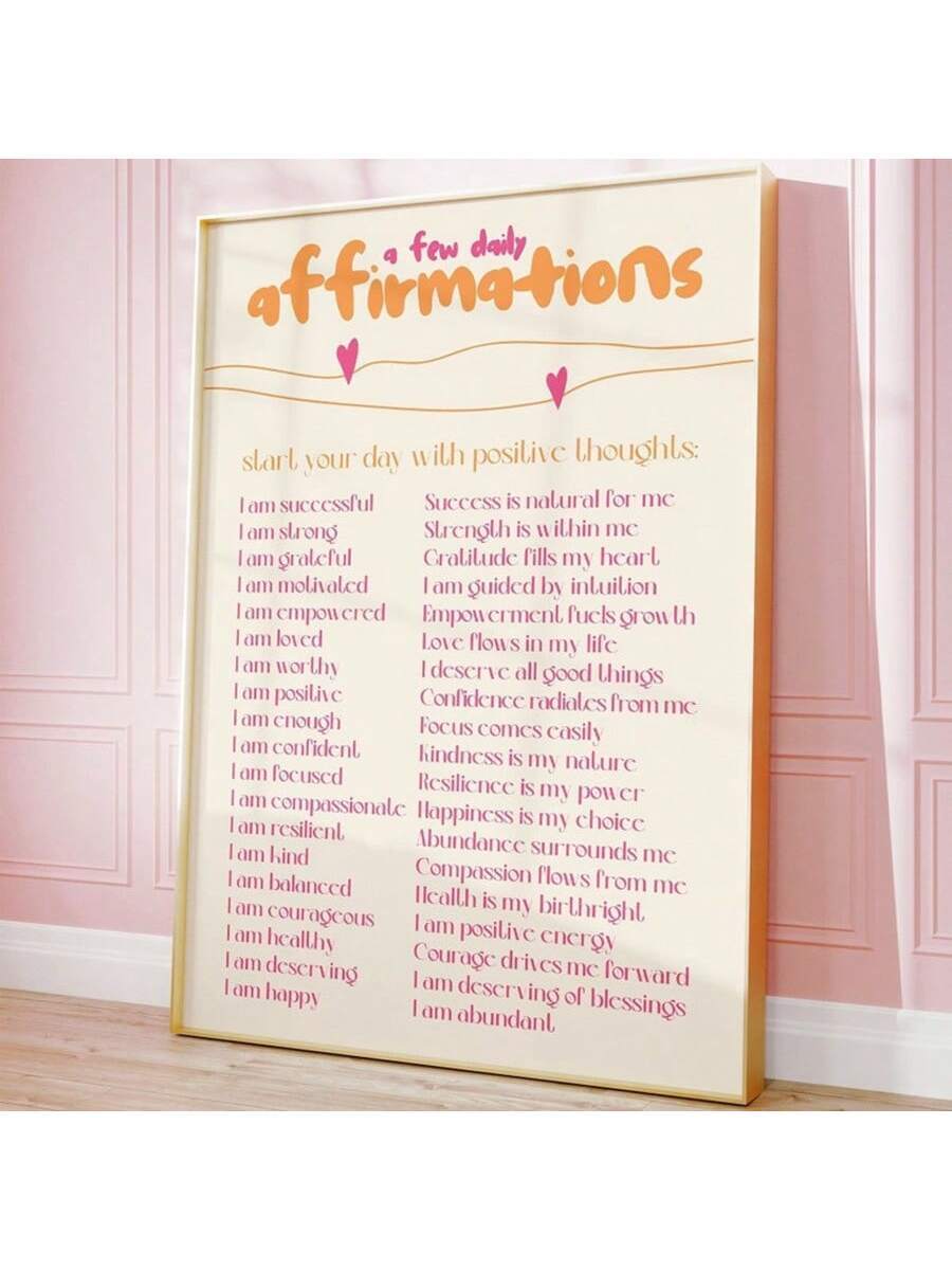 Transform your space with this inspirational wall art canvas print, designed to uplift and motivate daily. Featuring positive affirmations and empowering quotes in vibrant multicolor graphics, this piece brings warmth and encouragement to any room. Perfect for dorms, bedrooms, apartments, living rooms, or offices, it serves as a daily reminder to embrace positivity and self-belief. The durable chemical fiber canvas ensures long-lasting quality and easy maintenance. Whether you're decorating a personal sanct