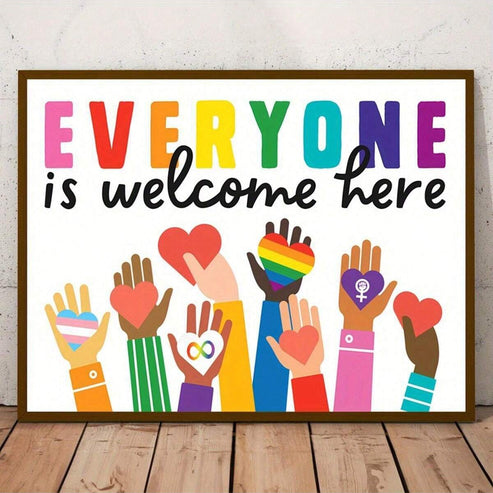 Everyone Is Welcome Here inspirational quote canvas wall art