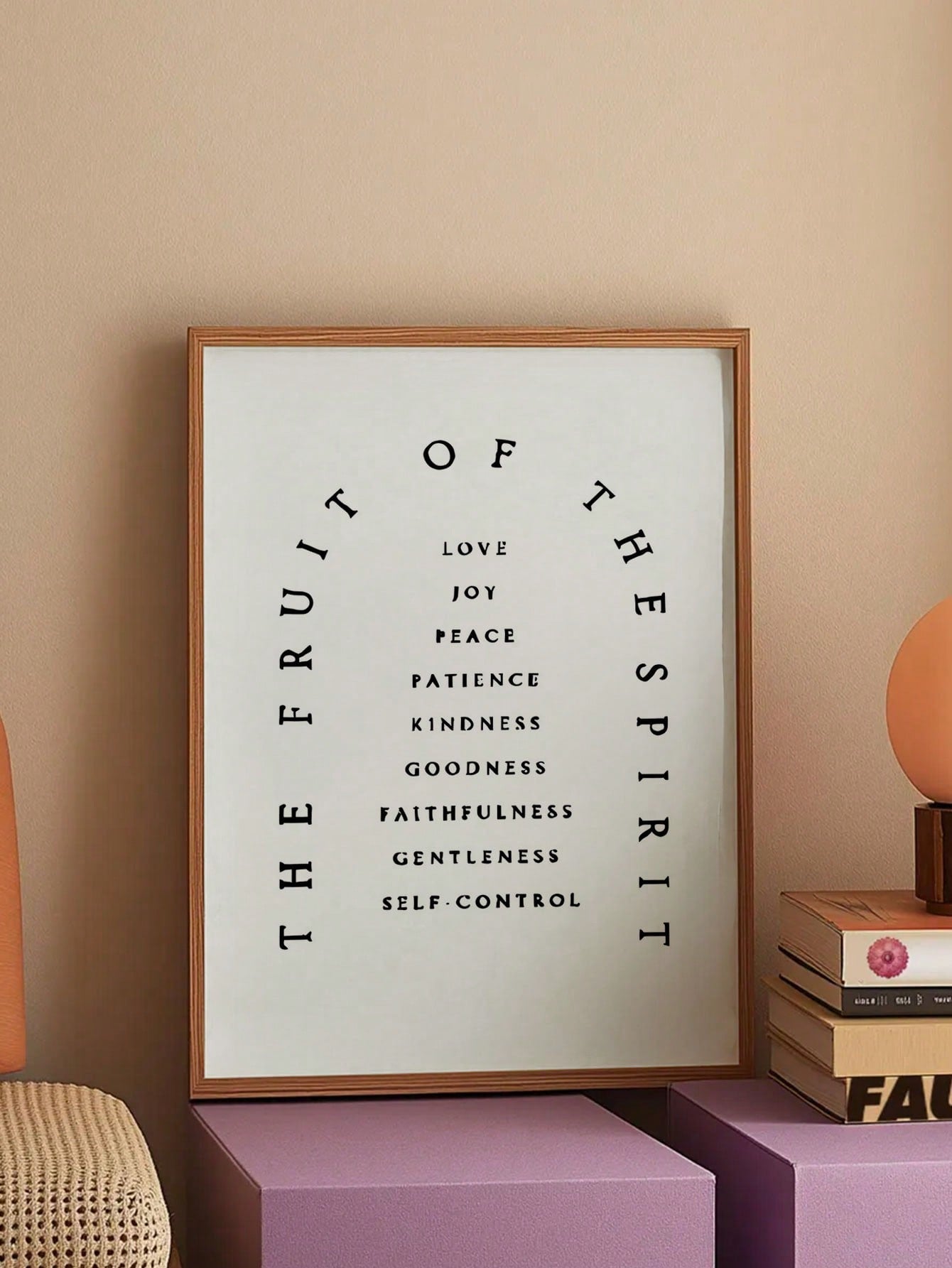 Elevate your living space with this Inspirational Minimalistic Scripture Canvas Art featuring the "Fruit of the Spirit." Designed to bring serenity and reflection, this wall decor seamlessly blends faith and modern simplicity. Ideal for living rooms and bedrooms, it serves as a subtle daily reminder of spiritual virtues while enhancing your home’s aesthetic with clean lines and understated elegance. Crafted to inspire mindfulness and harmony, this piece complements diverse interiors while fostering a peacef