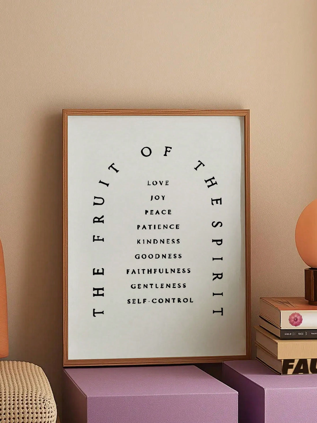 Elevate your living space with this Inspirational Minimalistic Scripture Canvas Art featuring the "Fruit of the Spirit." Designed to bring serenity and reflection, this wall decor seamlessly blends faith and modern simplicity. Ideal for living rooms and bedrooms, it serves as a subtle daily reminder of spiritual virtues while enhancing your home’s aesthetic with clean lines and understated elegance. Crafted to inspire mindfulness and harmony, this piece complements diverse interiors while fostering a peacef