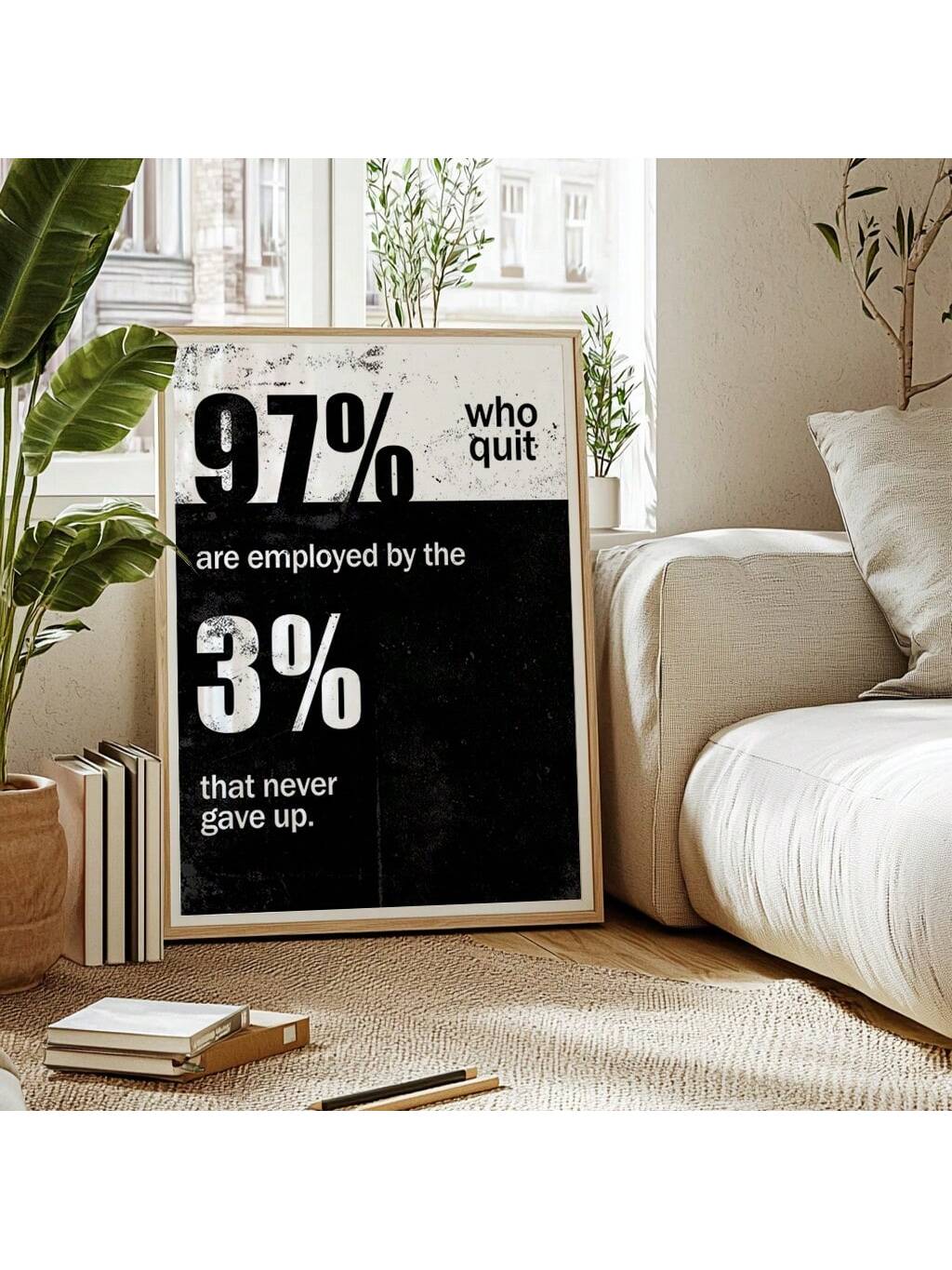 Enhance your modern home décor with our inspirational 'Never Gave Up' black and white canvas art. Made with high-quality materials, this art piece features a powerful message to inspire and motivate you. Display it proudly in any room and experience the positive impact it brings.