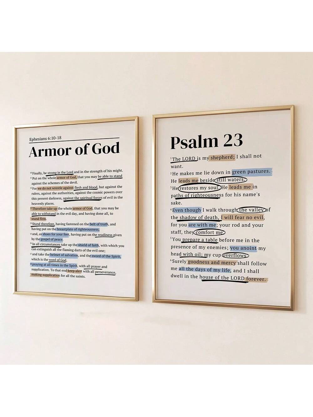 Elevate your space with this Inspirational Psalm 23 Wall Art, designed to bring a sense of peace and faith to any room. Unframed for versatile display options, this Christian decor piece is ideal for your living room, bedroom, or dorm. Its timeless message offers comfort and inspiration, making it a meaningful addition to your home or a thoughtful gift. Crafted to complement various styles, it seamlessly integrates into your personal sanctuary while reminding you of hope and guidance.