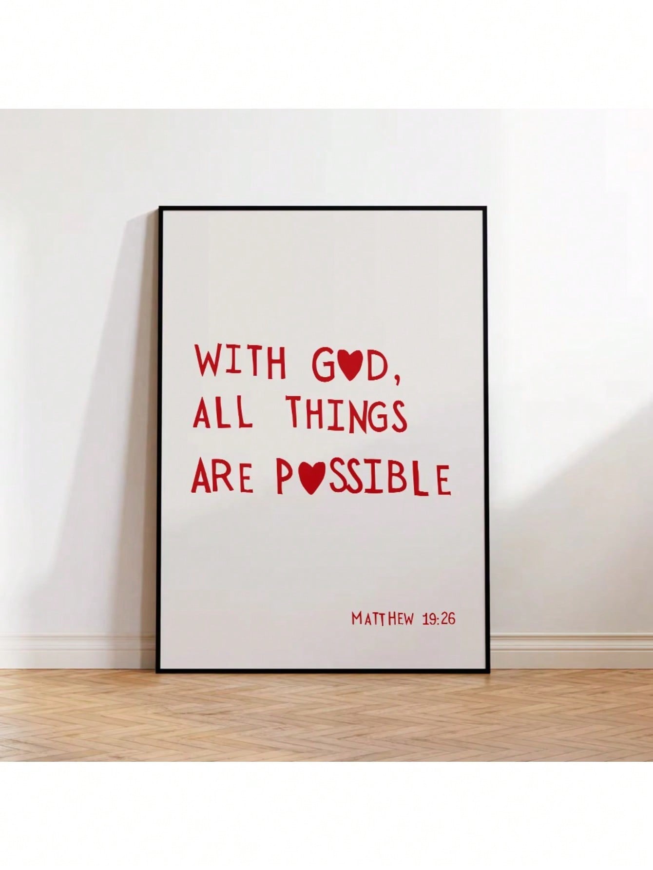 Elevate your living space with this expertly crafted canvas print featuring the inspirational scripture, "With God All Things Are Possible" from Matthew 19:26. Designed to bring both spiritual encouragement and elegant home decor, this wall art adds a meaningful touch that uplifts any room. Its high-quality print ensures lasting vibrancy and clarity, making it a timeless reminder of faith and hope for your home or office.
