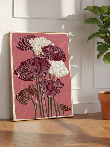 Japanese lotus flower wall art with vintage botanical petals