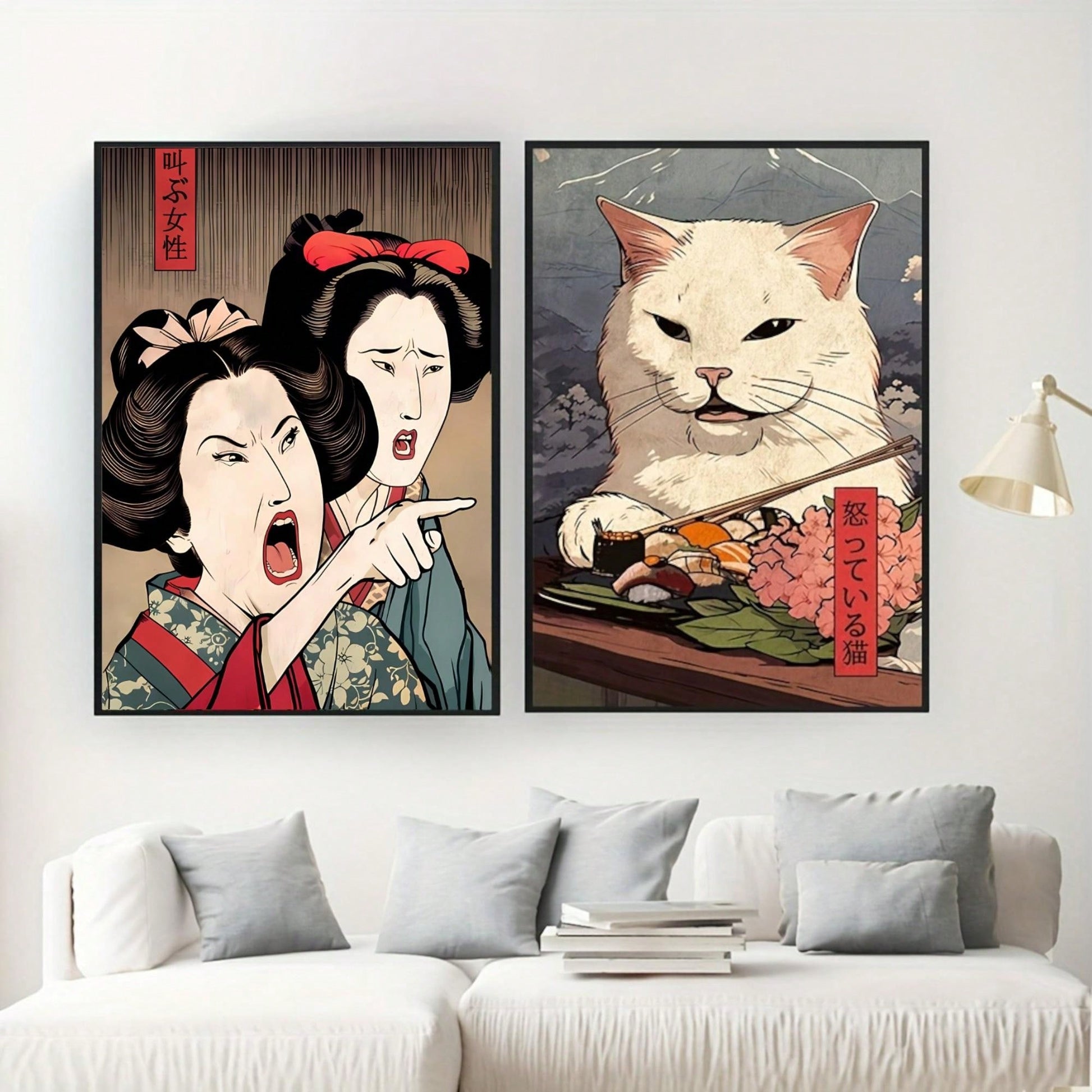 Elevate your home decor with our Japanese Women and Cats Canvas Wall Art. Featuring a contemporary abstract design, this masterpiece will add a touch of elegance to any room. Made with high-quality materials, it showcases the beauty of Japanese women and their beloved feline companions.