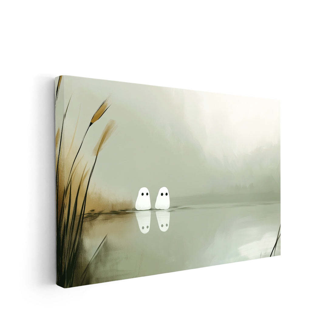 Add a touch of ethereal beauty to your living room, sofa, or bedside with our Minimalist Ghost Art Canvas Print. Featuring a tranquil lake scene with cattails, this canvas print is the perfect addition to your home decor. Bring a sense of calm and serenity with this stunning piece.