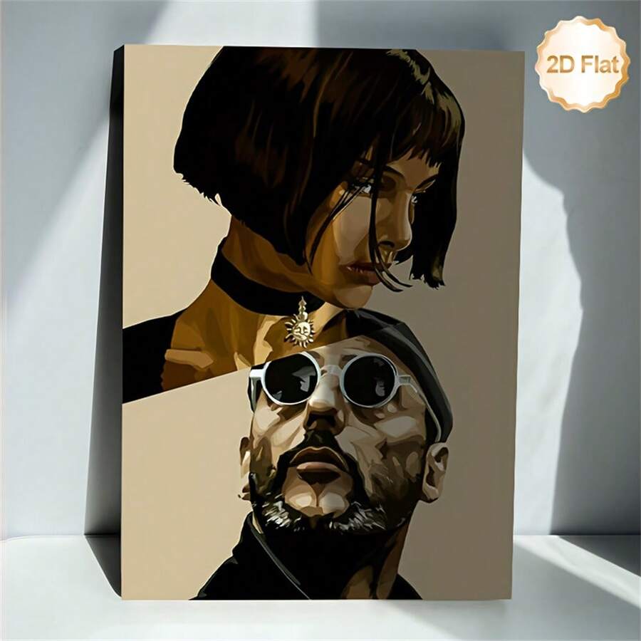 "Léon & Mathilda" Iconic Movie Character Portrait Vintage Canvas Poster