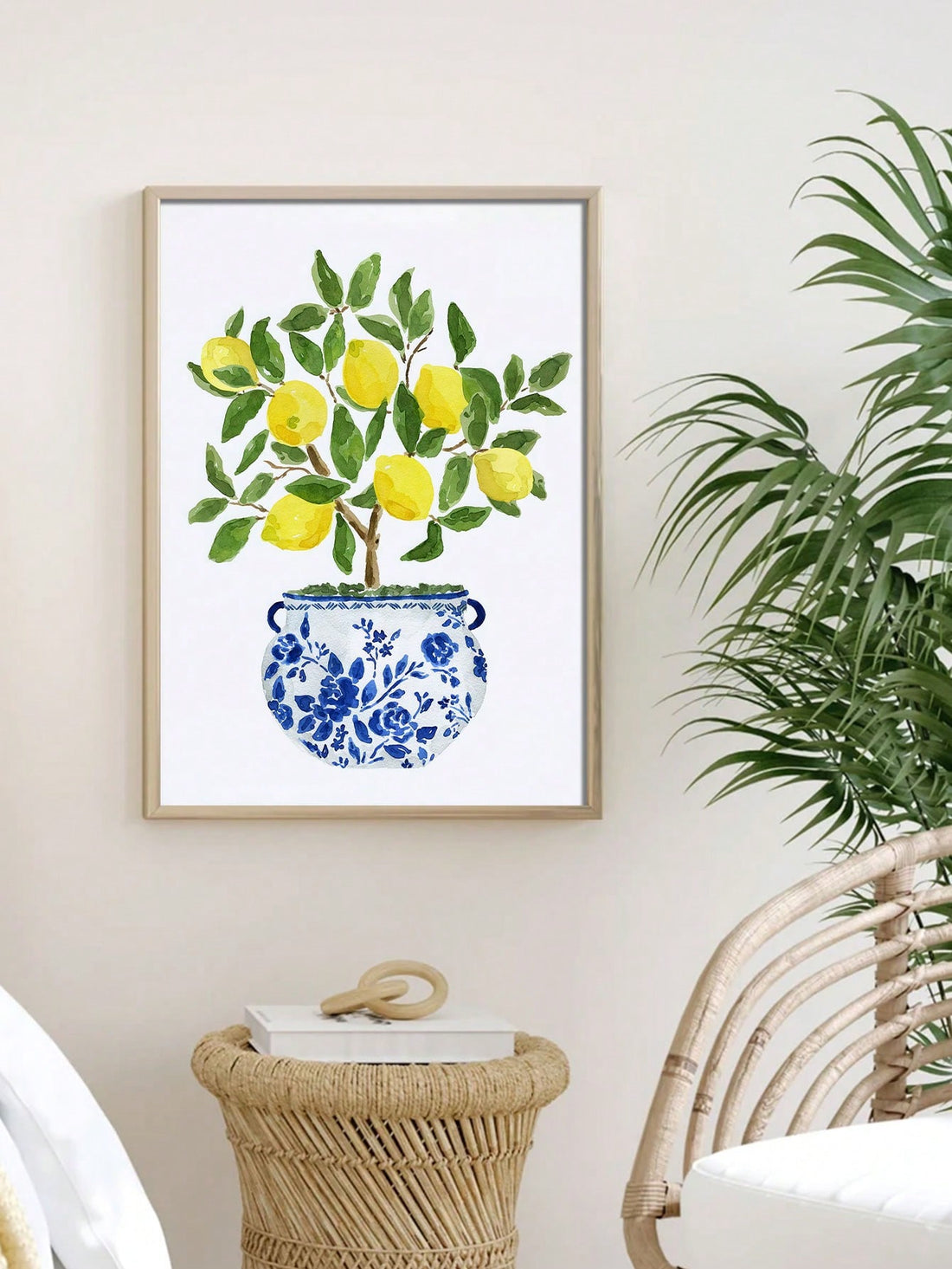 Elevate your interior with this Lemon Tree Canvas Art Poster featuring a refined blue and white vase. The frameless design offers a modern, clean aesthetic that seamlessly integrates into various decor styles. Crafted to highlight subtle color contrasts and natural motifs, this piece adds a sophisticated touch to living spaces, enhancing ambiance without overwhelming. Ideal for those seeking expert-level decor refinement with a minimalist yet impactful statement.