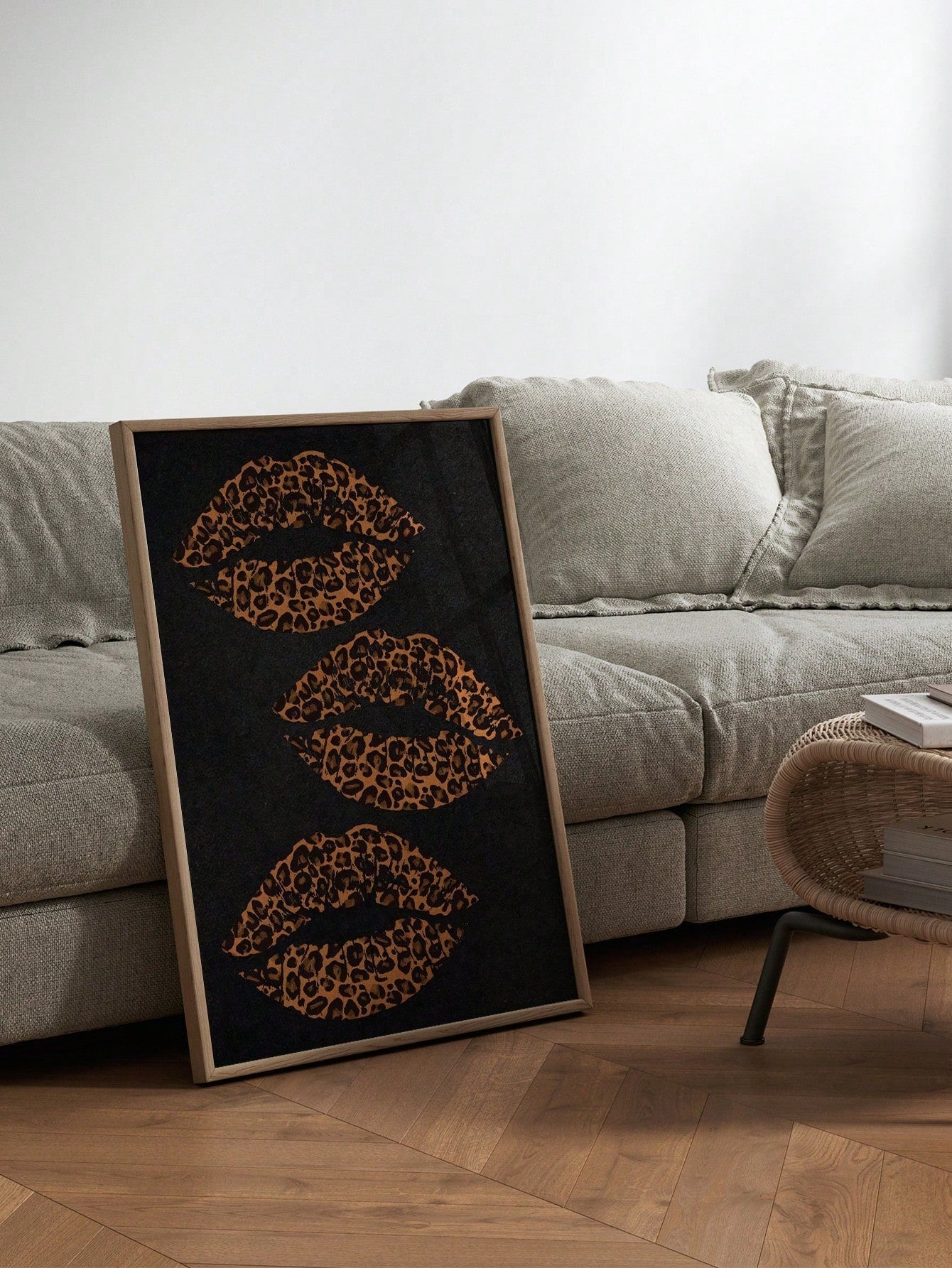 Transform your bedroom into a stylish sanctuary with our Leopard Kiss Lip Wall Art Poster. This modern decorative painting combines bold leopard print with sensual lip imagery, creating a sophisticated focal point that elevates your interior design. Perfect for fashion-forward individuals seeking to make a statement with their wall decor.